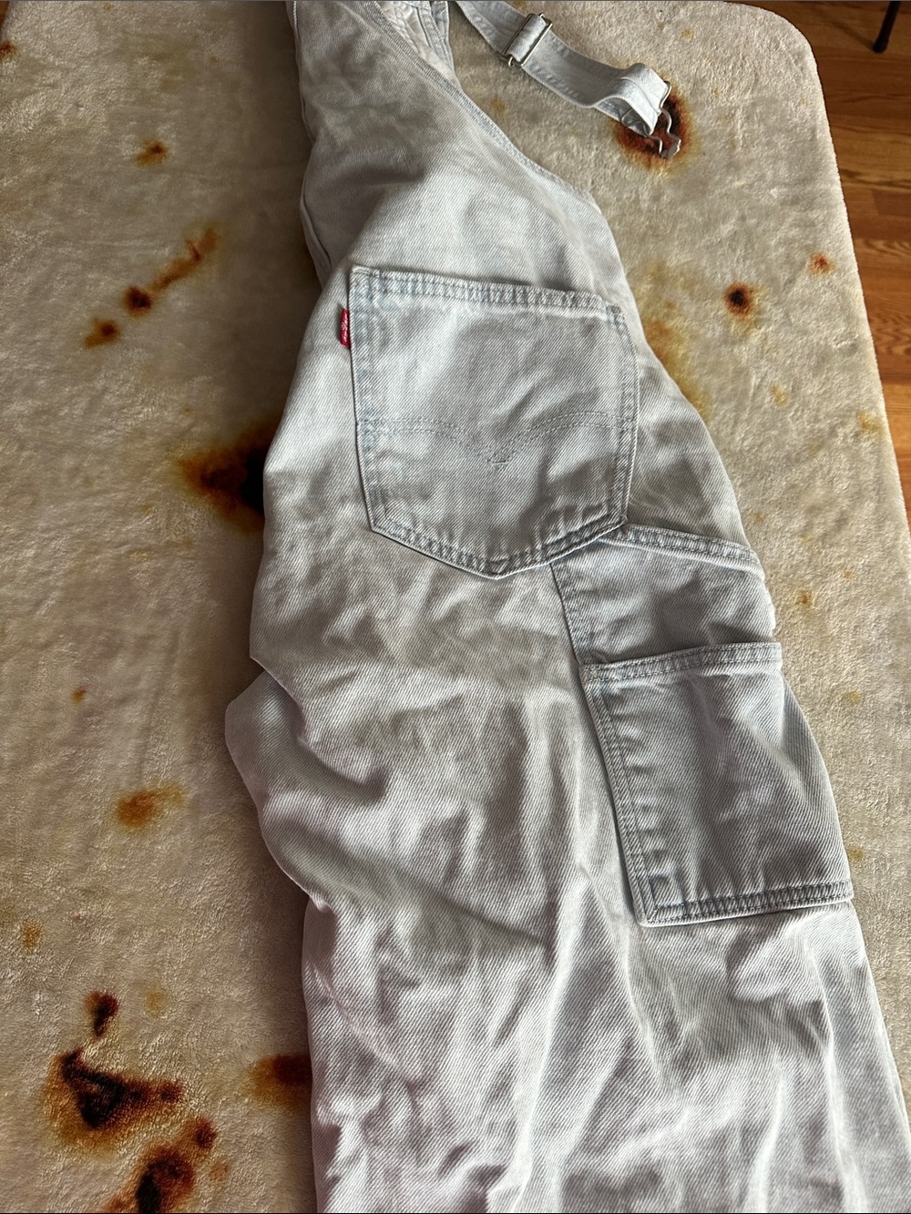 Levi's Light Gray Denim Bib Overalls - Picture 4 of 7